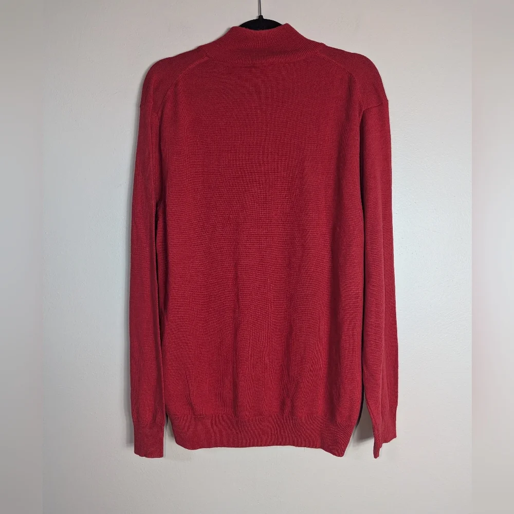 XL NWT Mens JoS. A. Bank Traveler's Collection Red Merino Wool 1/4 Zip Sweater